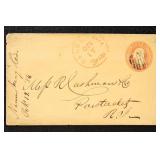 US Postal Stationery #U4 Used Entire, with red Sal