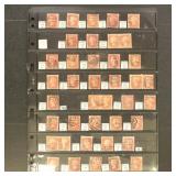 Great Britain Stamps 1860s Penny Red Partial Plate