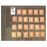 Great Britain Stamps 1860s Penny Red Group of 65 U