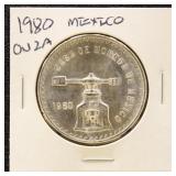 Mexico Silver Coin 1980 Onza in dealer flip