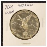 Mexico Silver Coin 2001 Onza in dealer flip