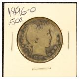 US Silver Coin 1896-O Barber Half Dollar, Circulat