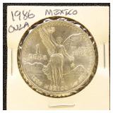Mexico 1986 Silver Coin Onza in dealer flip