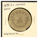 Mexico 1898-Zs Silver Coin Peso in dealer flip