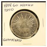 Mexico 1898-Go Silver Coin Peso in dealer flip