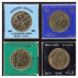 Falkland Islands & Western Samoa Coins in Cases