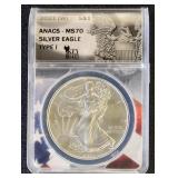 US Silver Coin 2021 (W) Type 1 Silver Eagle Graded