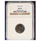 US Coin 1936-D Buffalo Nickel Graded MS65 by NGC