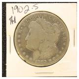US Silver Coin 1902-S Morgan Silver Dollar, Circul