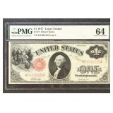 US Paper Money 1917 Dollar PMG Graded 64 Choice Un
