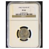 US Silver Coin 1942-P Jefferson Nickel Graded PR64