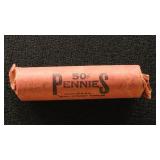 US Coins 1928 Wheat Pennies Roll, circulated