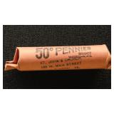 US Coins 1910 Wheat Pennies Roll, circulated