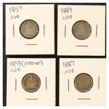 US Silver Coins 3 Seated Liberty Dimes, Miscellane