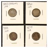 US Silver Coins 3 Seated Liberty Dimes, Miscellane