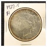 US Silver Coin 1927-S Peace Silver Dollar, Uncircu