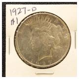 US Silver Coin 1927-D Peace Silver Dollar, Uncircu
