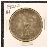 US Silver Coin 1900-S Morgan Silver Dollar, Circul