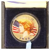 US Silver Coin 1922 Peace Colored Silver Dollar $1