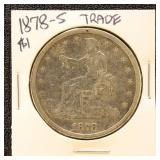 US Silver Coin 1878-S Trade Silver Dollar, Uncircu