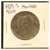 US Silver Coin 1923-S Monroe Commemorative Half Do