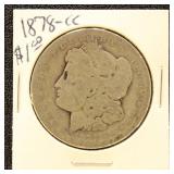 US Silver Coin 1878-CC Morgan Silver Dollar, Circu