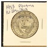 Panama 1953 Silver Coin 1/2 Balboa in dealer flip