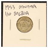 Panama 1953 Silver Coin 1/10 Balboa in dealer flip