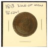 Isle of Man Coin 1813 Half Cent in dealer flip