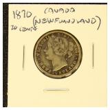 Newfoundland Canada 1870 Silver Coin 20c in dealer