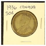 Canada 1936 Silver Coin 50c Half Dollar in dealer