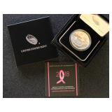 US Silver Coin 2018 Breast Cancer Awareness Uncirc