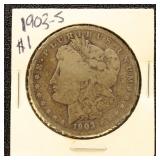 US Silver Coin 1903-S Morgan Silver Dollar, Circul