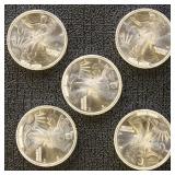 Silver Rounds : 5 coin design 1/10th ounce rounds