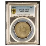 US Silver Coin 1936 Rhode Island Commemorative Hal