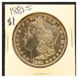 US Silver Coin 1881-S Morgan Silver Dollar, Uncirc