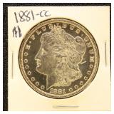 US Silver Coin 1881-CC Morgan Silver Dollar, Uncir