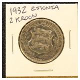 Estonia 1932 Coin 2 Kroon in dealer flip