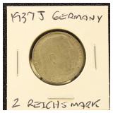 Germany 1937-J Coin 2 Reichsmark in dealer flip