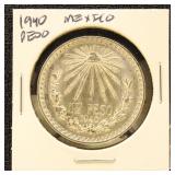 Mexico 1940 Silver Coin Peso in dealer flip