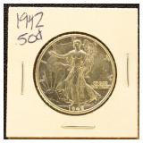 US Silver Coin 1942 Walking Liberty Half Dollar, U