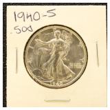 US Silver Coin 1940-S Walking Liberty Half Dollar,