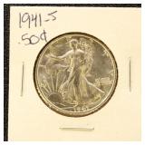 US Silver Coin 1941-S Walking Liberty Half Dollar,
