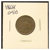 US Coin 1868 Shield Nickel, Circulated