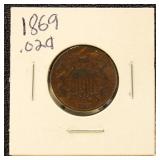 US Coin 1869 Two Cent Piece, Circulated