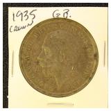 Great Britain 1935 Silver Coin Crown in dealer fli