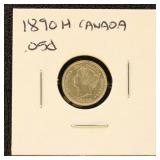 Canada 1890-H Silver Coin 5c in dealer flip