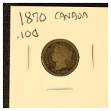 Canada 1870 Silver Coin 10c dime in dealer flip