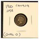 Canada 1900 Silver Coin 5c (Oval O) in dealer flip