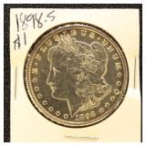 US Silver Coin 1898-S Silver Morgan Dollar, Uncirc